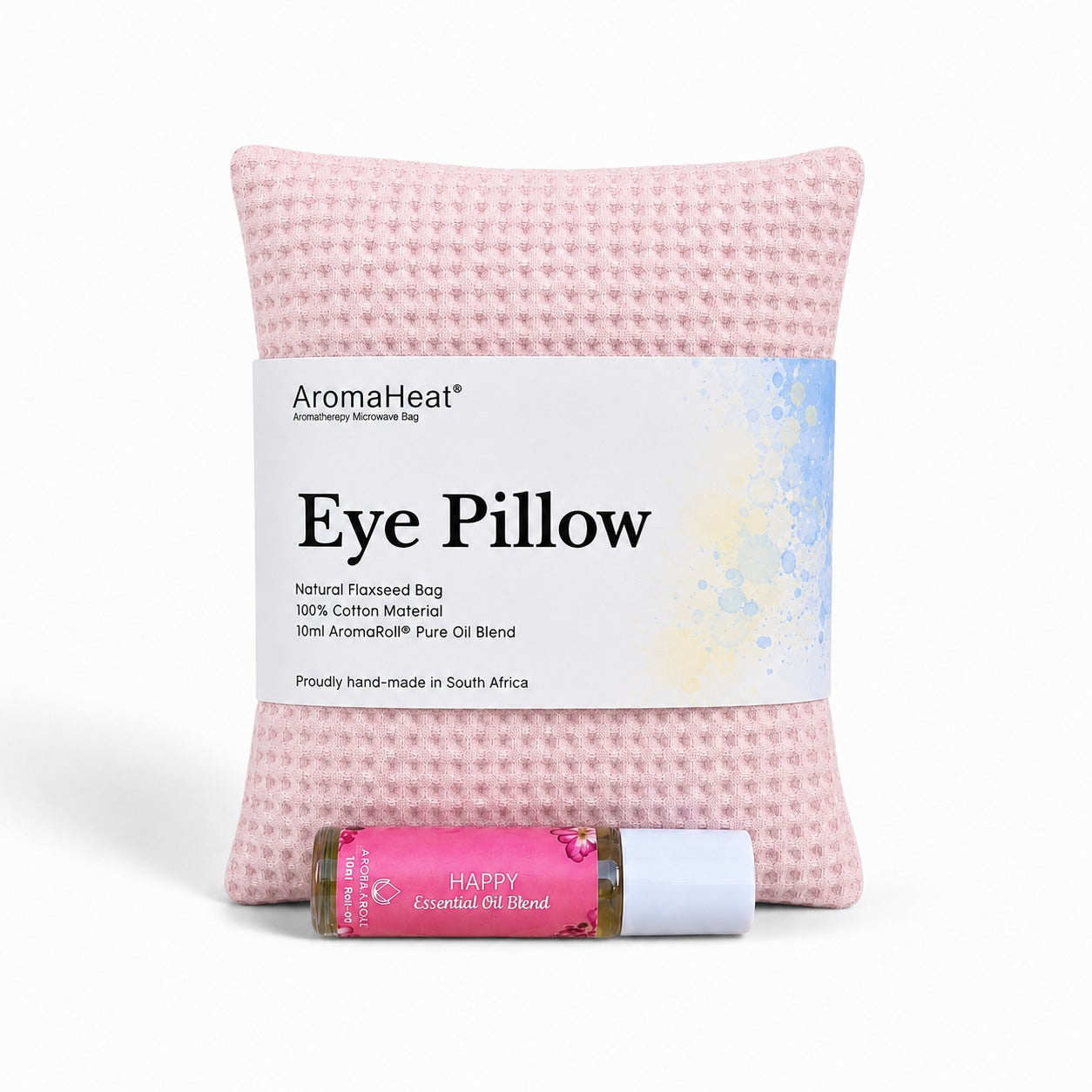 300g AromaHeat Eye Pillow - Pink Waffle Weave Happy