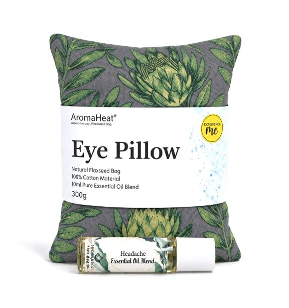 300g AromaHeat Eye Pillow - Green & Charcoal Protea Headache