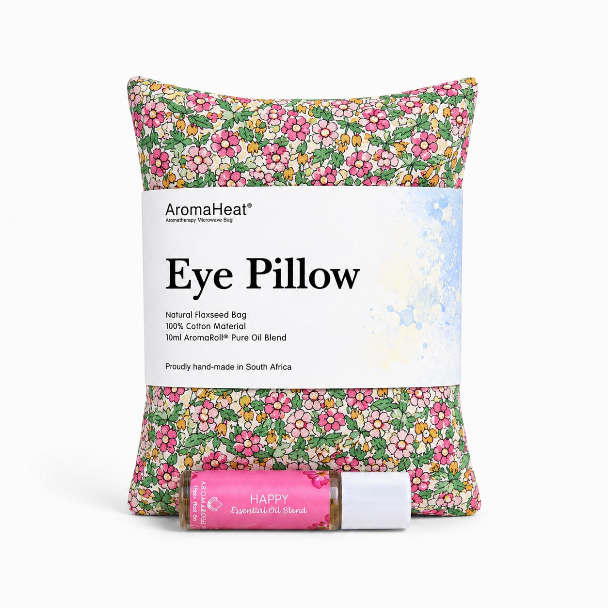 300g AromaHeat Eye Pillow - Liberty Pink & Green Happy